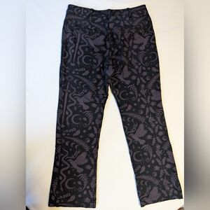 Black Patterned Boot Cut Pants